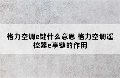 格力空调e键什么意思 格力空调遥控器e享键的作用